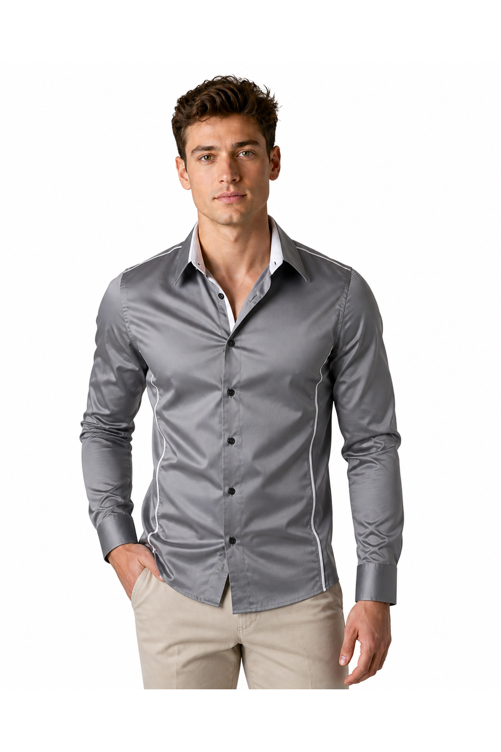 Men's Shirt Slim Fit Contrast Collar | Glitz & Fashion