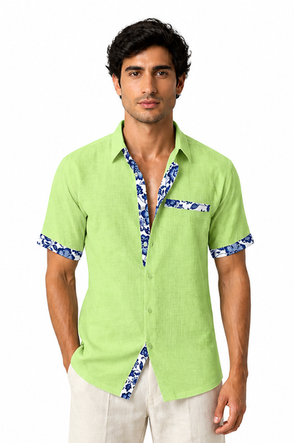 Men's Vacation Shirt Floral Trim Relaxed Fit | Glitz & Fashion