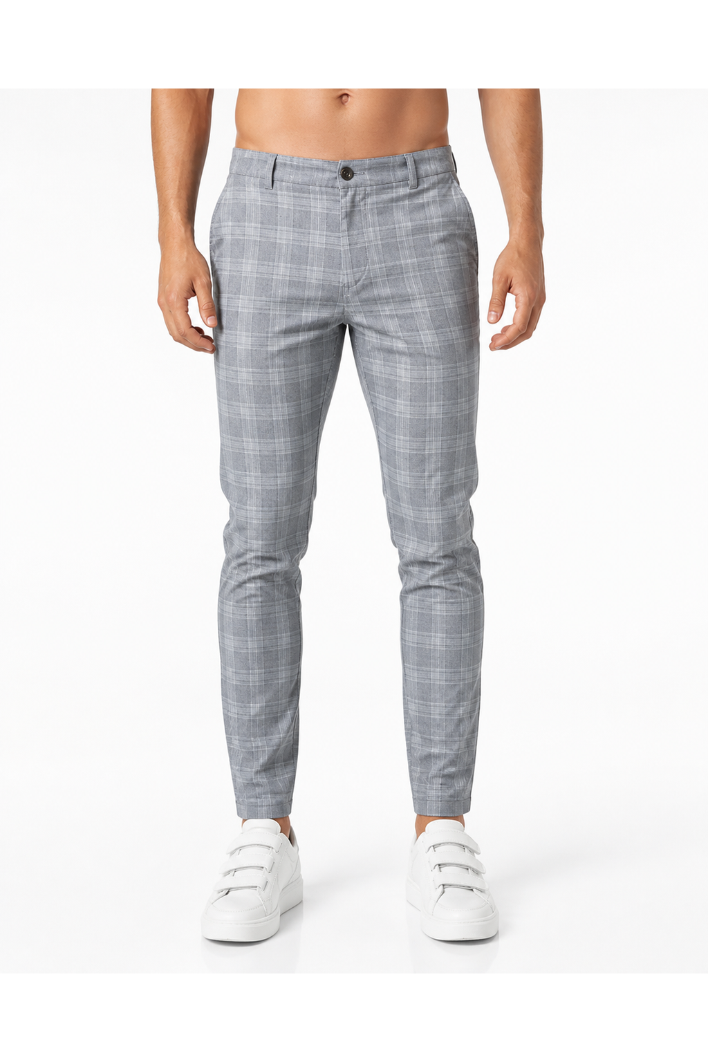 Men's Trousers Slim Fit Plaid Pattern | Glitz & Fashion