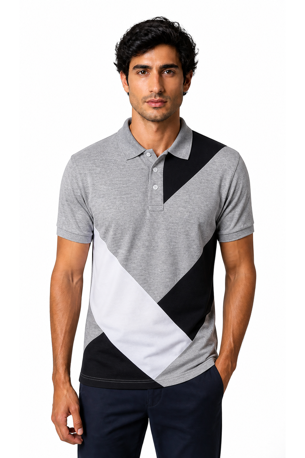 Men's Polo Shirt Colorblock Design Short Sleeves | Glitz & Fashion