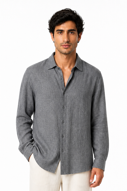 Men's Button-Up Shirt Relaxed Fit Long Sleeves | Glitz & Fashion
