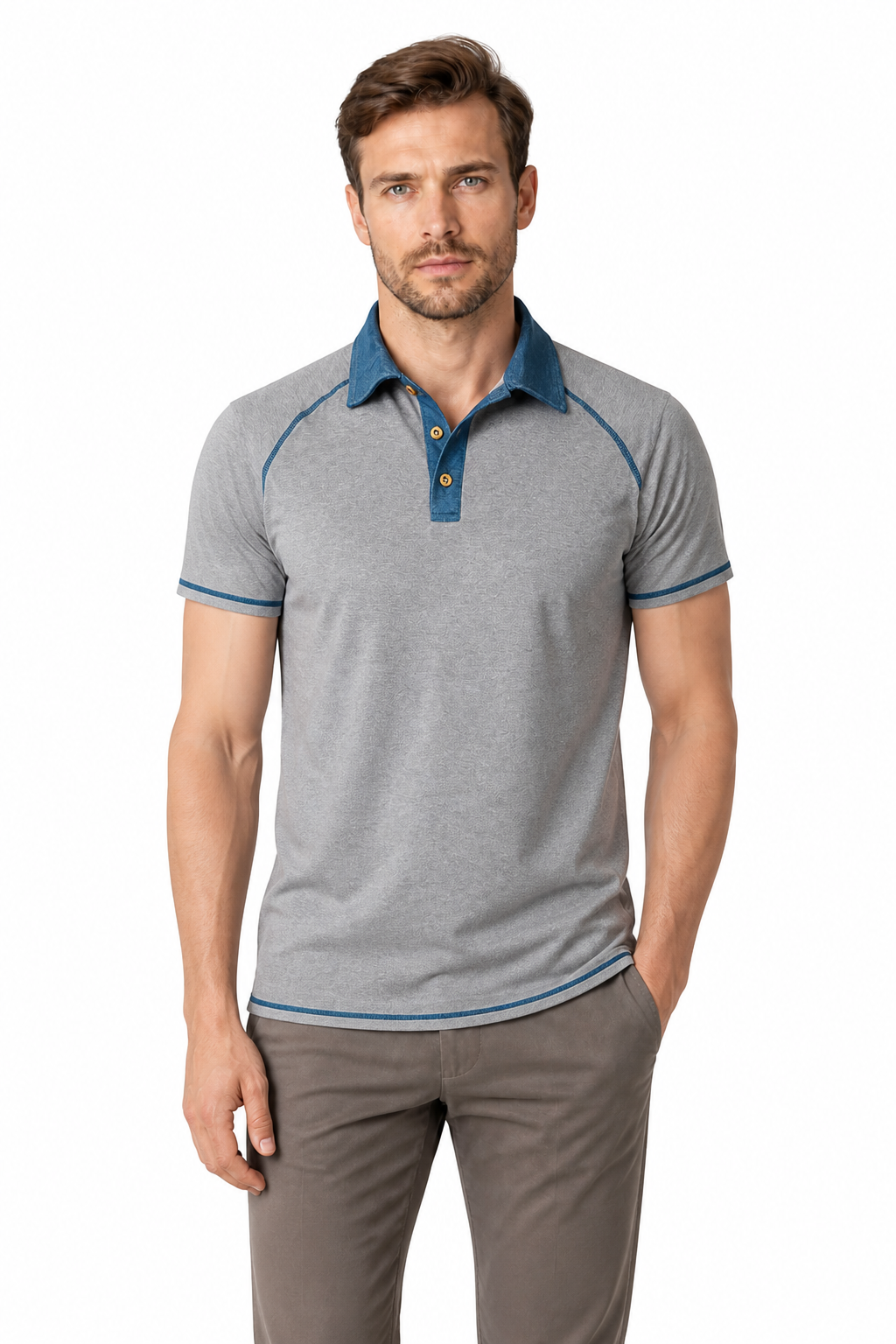 Men's Polo Shirt Contrast Stitching Short Sleeves | Glitz & Fashion