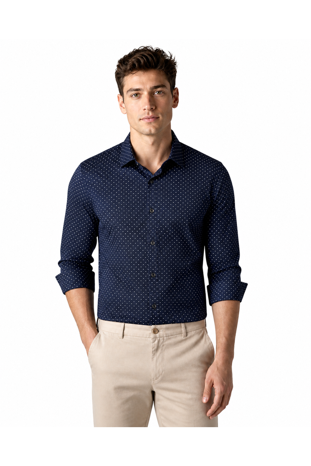 Men's Dress Shirt Polka-Dot Pattern Tailored Fit | Glitz & Fashion