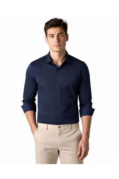 Men's Dress Shirt Polka-Dot Pattern Tailored Fit | Glitz & Fashion