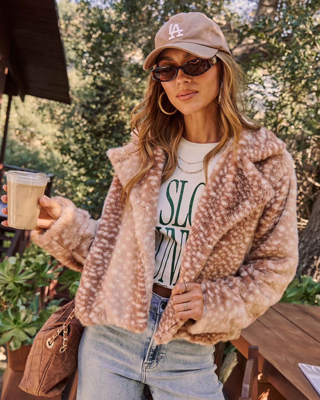 Home Again Faux Fur Doe Print Jacket