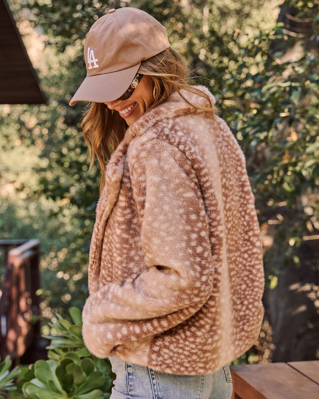 Home Again Faux Fur Doe Print Jacket