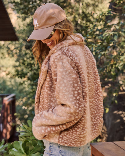 Home Again Faux Fur Doe Print Jacket