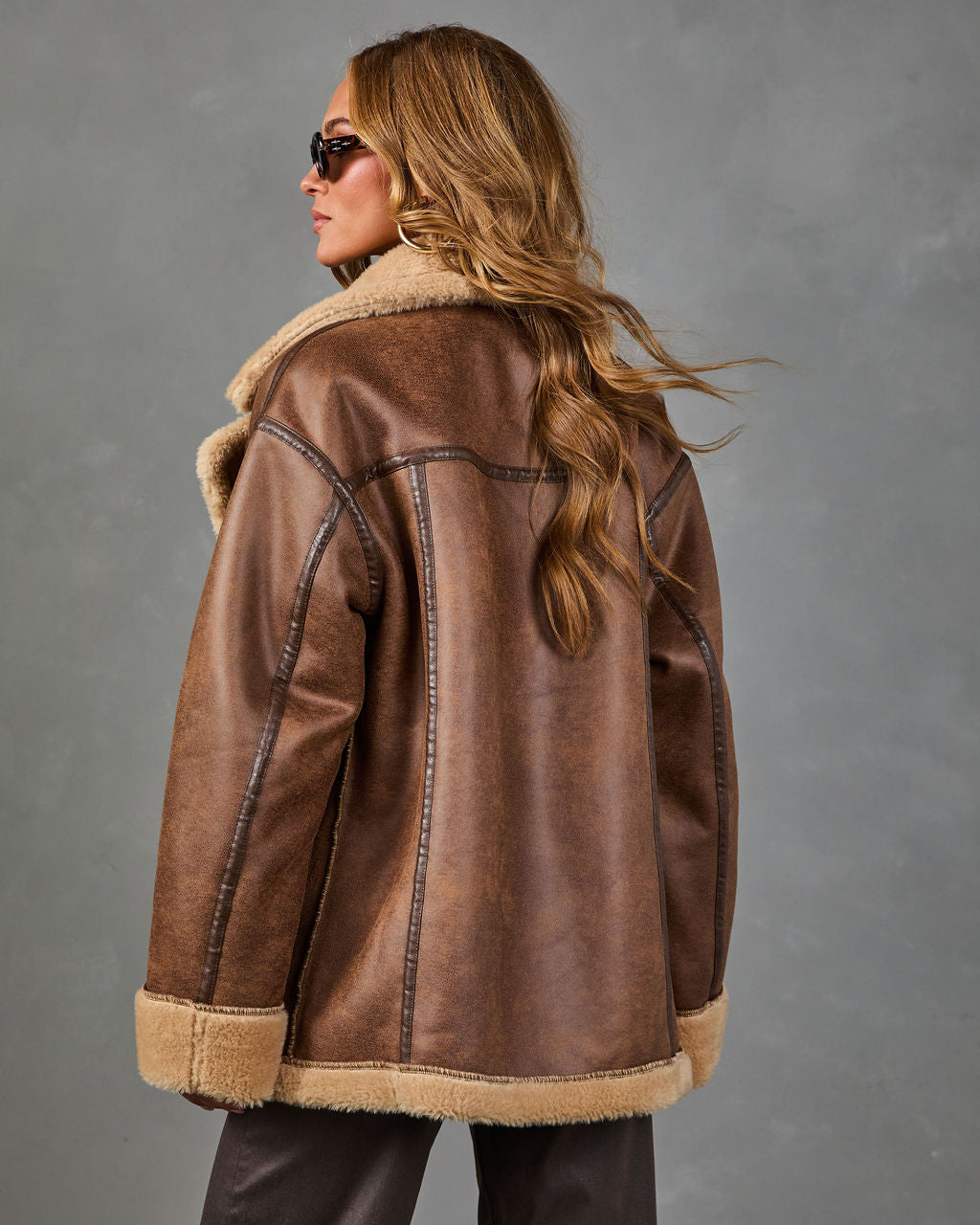 Harvest Hour Double Breasted Reversible Vegan Leather Faux Fur Jacket