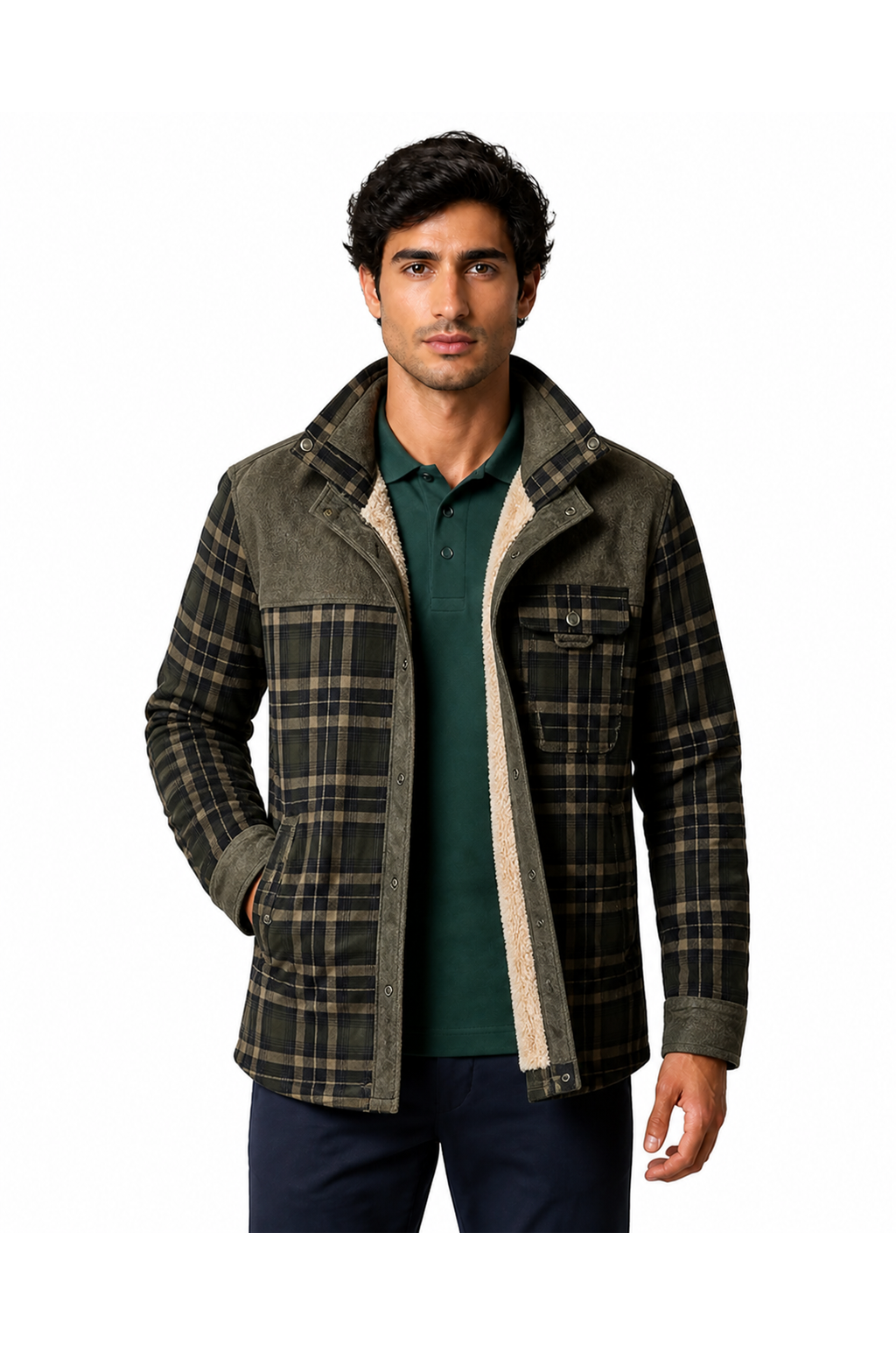 Men's Plaid Jacket Sherpa Lining Warm Finish | Glitz & Fashion