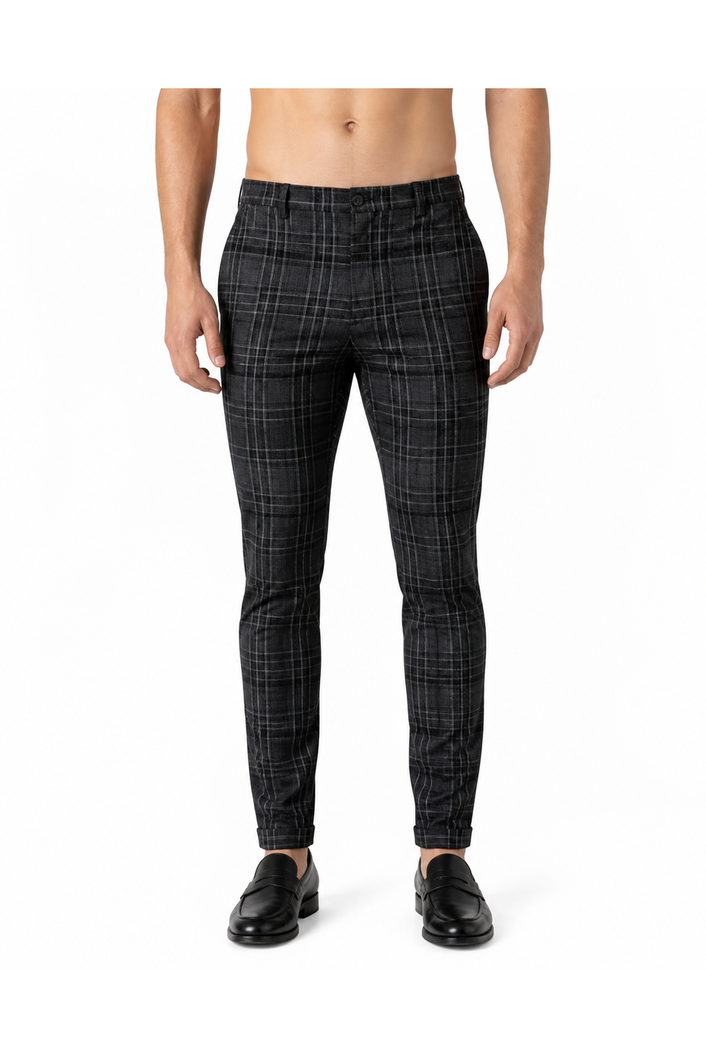 Men's Trousers Slim Fit Plaid Pattern | Glitz & Fashion