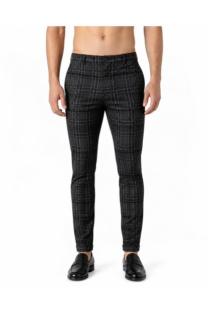 Men's Trousers Slim Fit Plaid Pattern | Glitz & Fashion