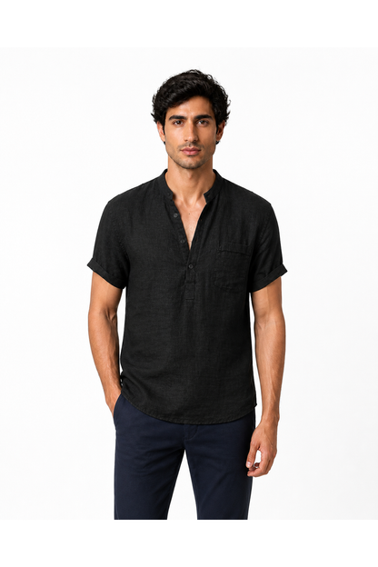 Men's V-Neck Shirt Casual Fit Linen Fabric | Glitz & Fashion