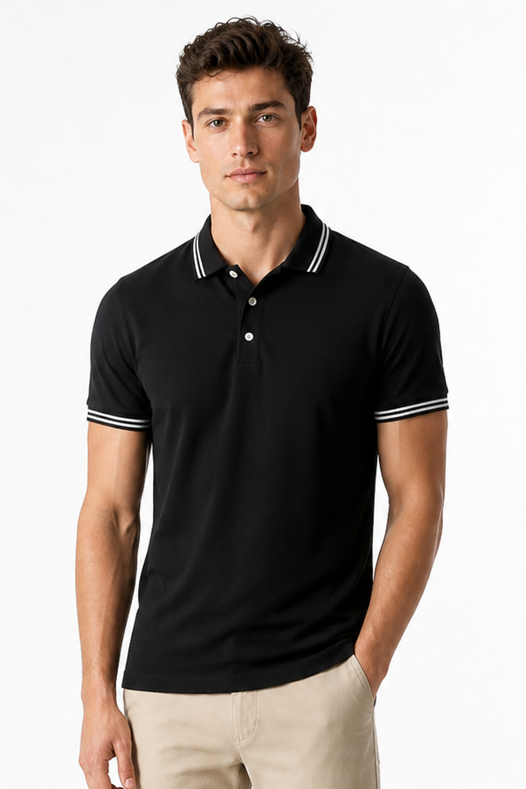 Men's Polo Shirt Contrast Trim Short Sleeves | Glitz & Fashion