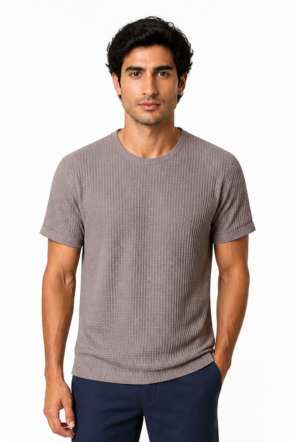 Men's T-Shirt Textured Fabric Crew Neck | Glitz & Fashion