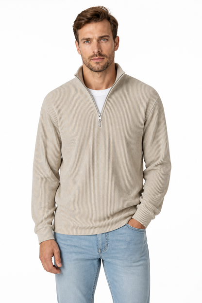 Men's Sweatshirt Corduroy Texture Quarter Zip | Glitz & Fashion