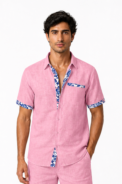 Men's Vacation Shirt Floral Trim Relaxed Fit | Glitz & Fashion