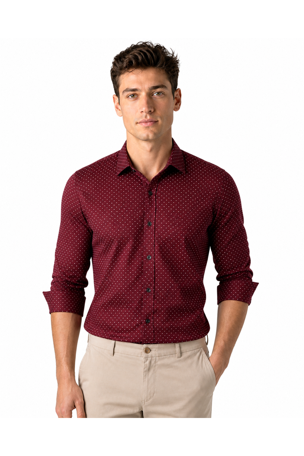 Men's Dress Shirt Polka-Dot Pattern Tailored Fit | Glitz & Fashion
