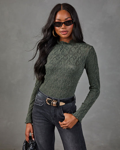 Charming Muse Lace Mock Neck Top