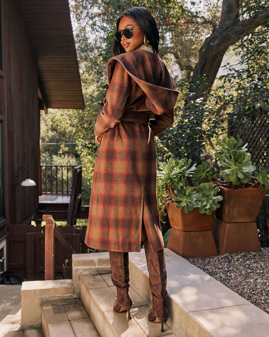 Sunday Gathering Longline Plaid Coat