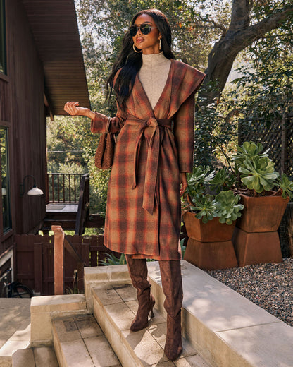 Sunday Gathering Longline Plaid Coat