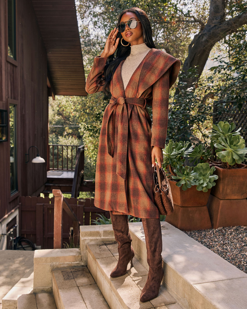 Sunday Gathering Longline Plaid Coat