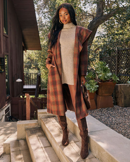 Sunday Gathering Longline Plaid Coat