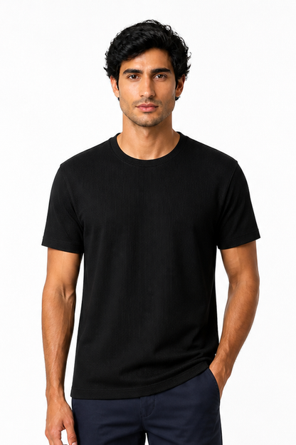 Men's T-Shirt Textured Fabric Crew Neck | Glitz & Fashion