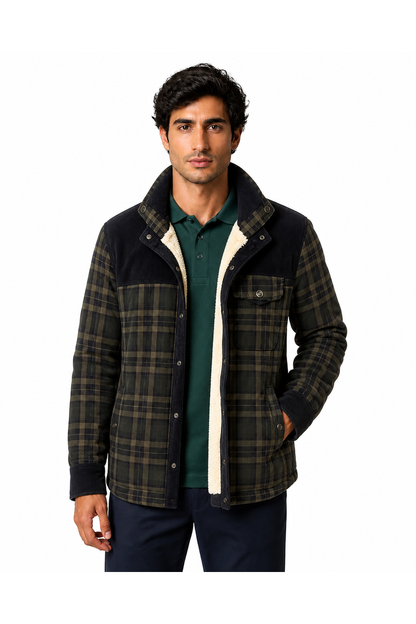 Men's Plaid Jacket Sherpa Lining Warm Finish | Glitz & Fashion