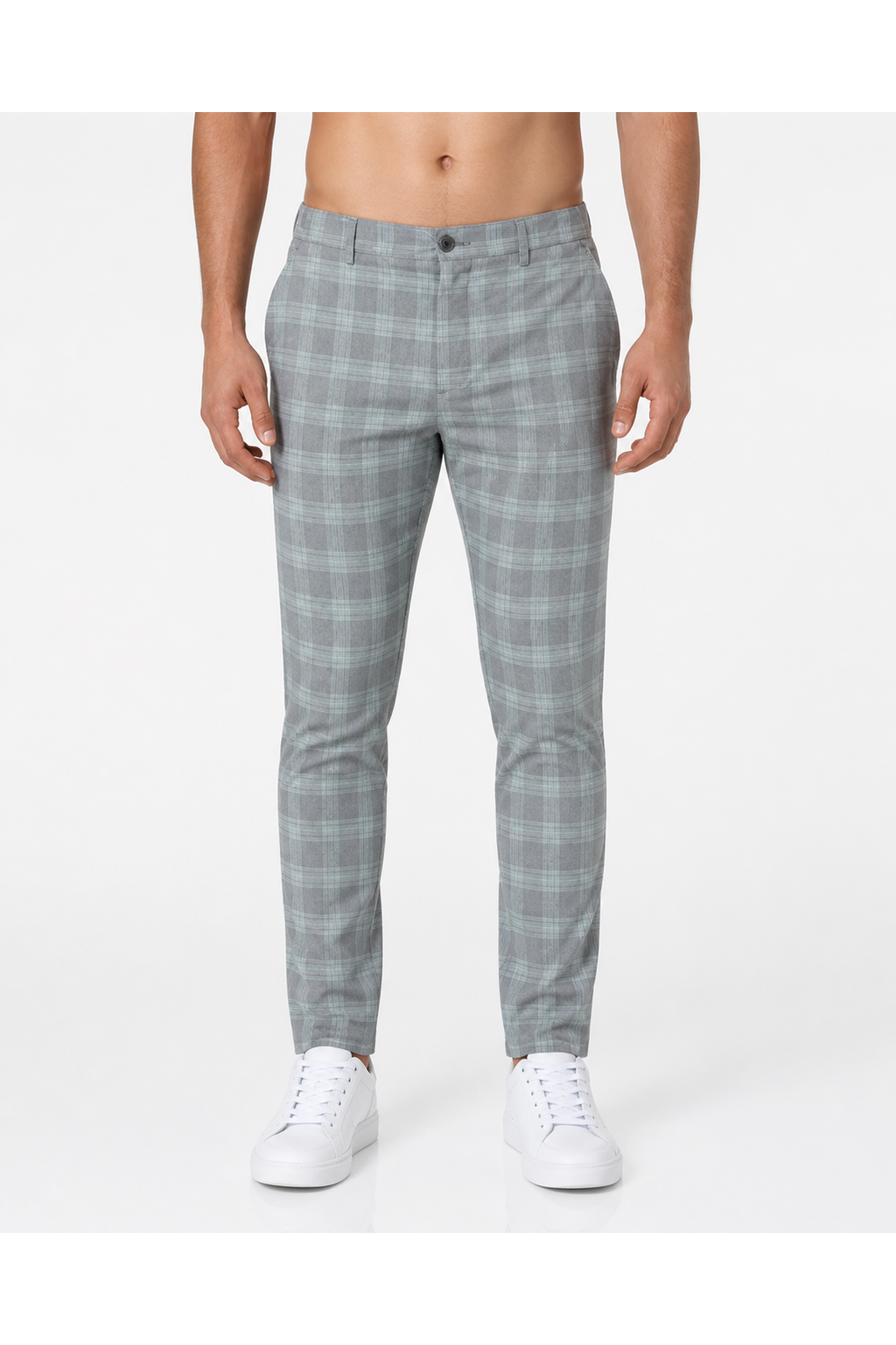 Men's Trousers Slim Fit Plaid Pattern | Glitz & Fashion
