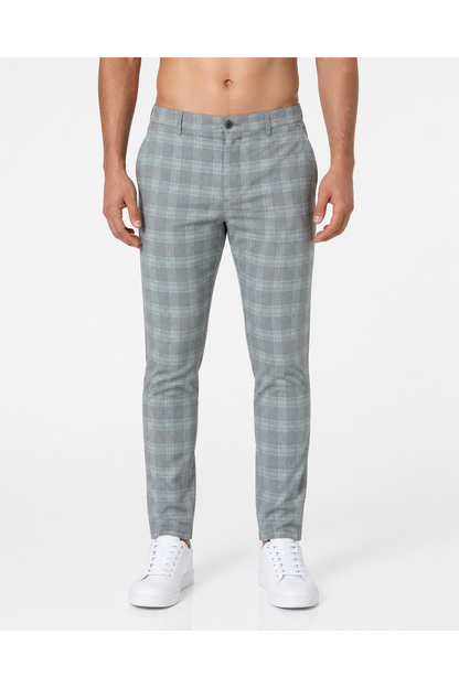 Men's Trousers Slim Fit Plaid Pattern | Glitz & Fashion