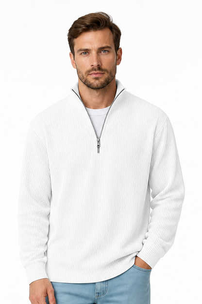 Men's Sweatshirt Corduroy Texture Quarter Zip | Glitz & Fashion