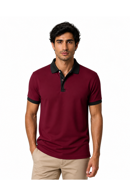 Men's Business Polo Contrast Trim Refined Fit | Glitz & Fashion