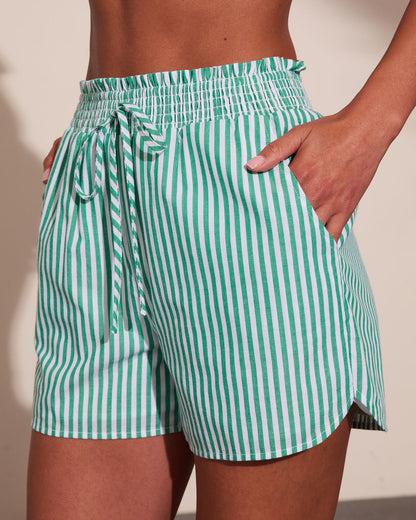 Vibrant Tide Striped Drawstring Shorts
