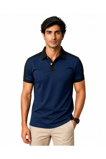 Men's Business Polo Contrast Trim Refined Fit | Glitz & Fashion