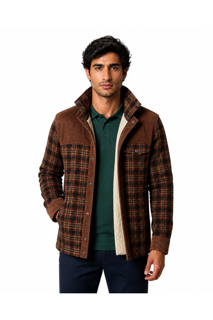 Men's Plaid Jacket Sherpa Lining Warm Finish | Glitz & Fashion