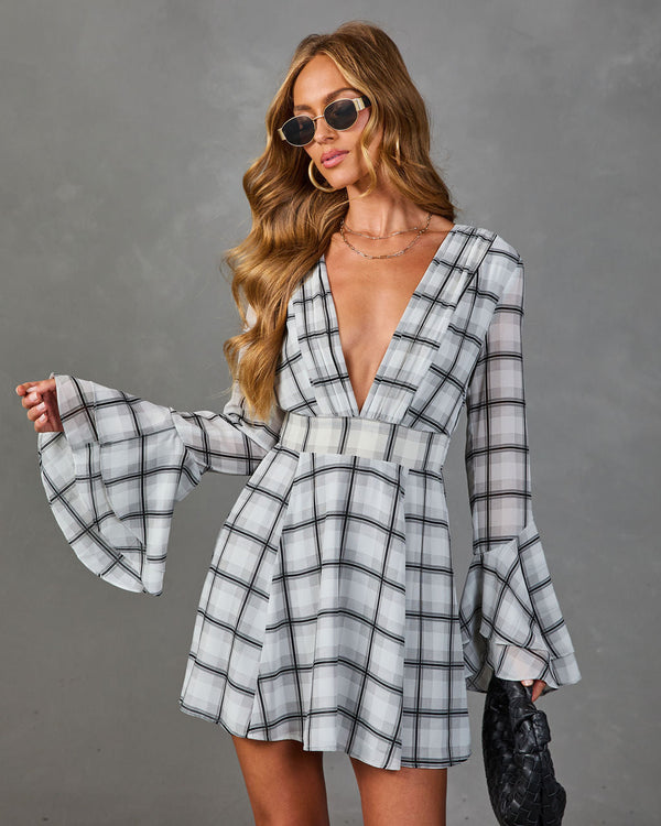 City Brunch Plaid Mini Dress