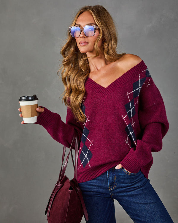 Crisp Comfort Knit Argyle Sweater