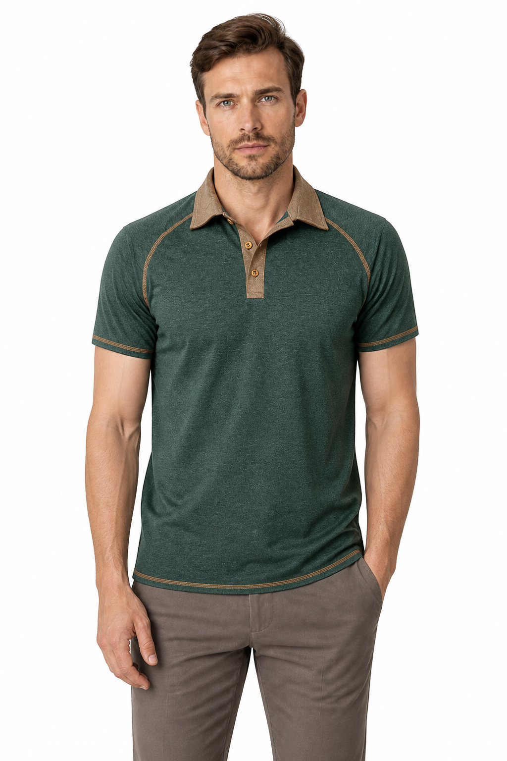 Men's Polo Shirt Contrast Stitching Short Sleeves | Glitz & Fashion