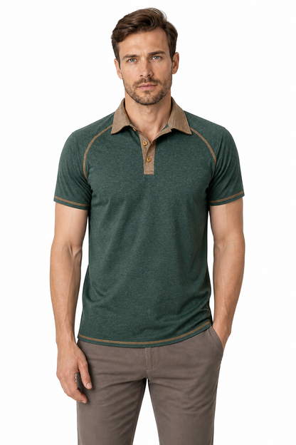 Men's Polo Shirt Contrast Stitching Short Sleeves | Glitz & Fashion