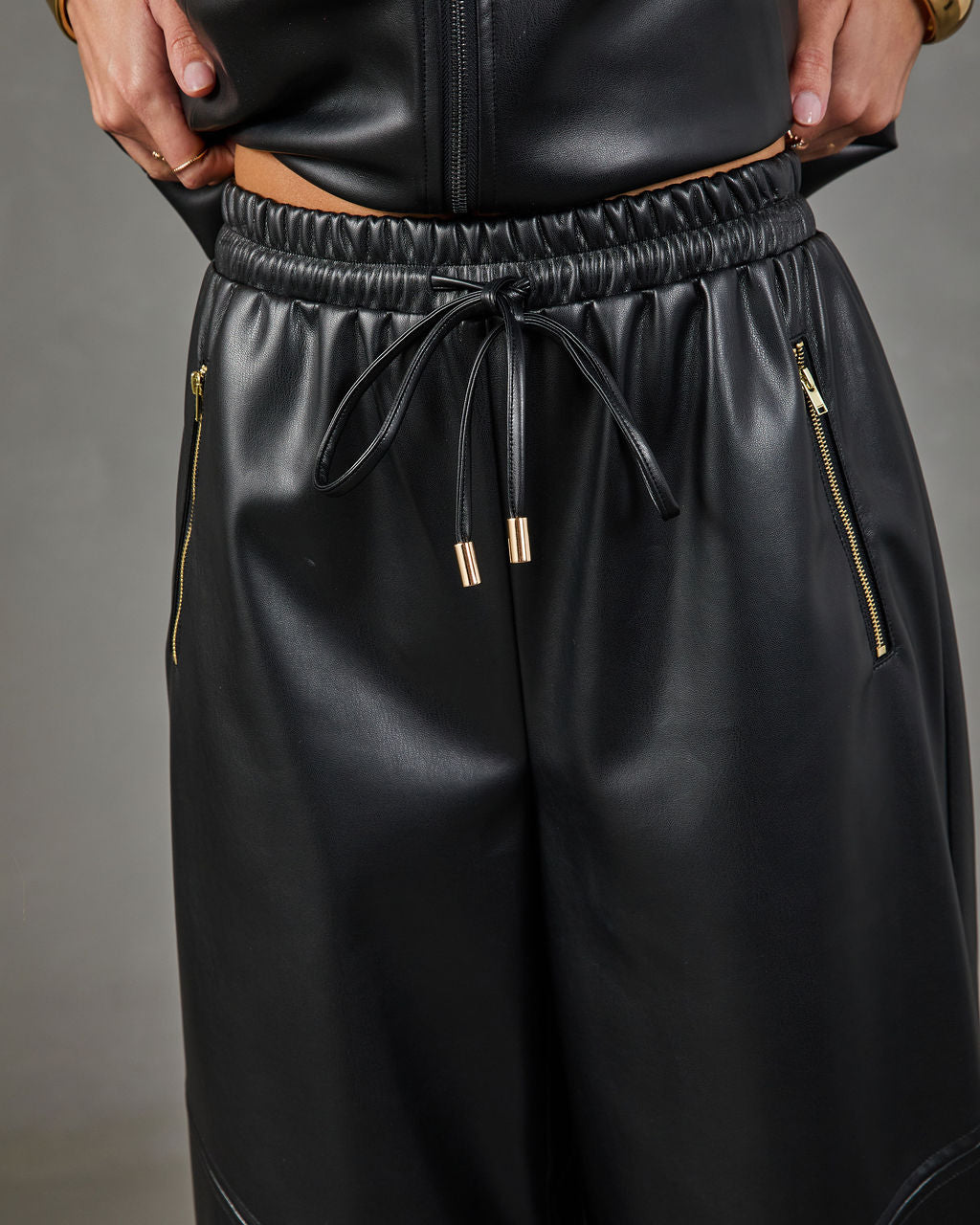 Dark Muse Drawstring Vegan Leather Jogger Pants