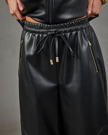 Dark Muse Drawstring Vegan Leather Jogger Pants