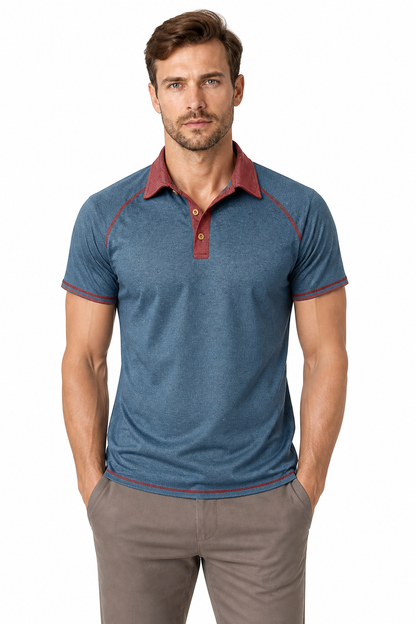 Men's Polo Shirt Contrast Stitching Short Sleeves | Glitz & Fashion