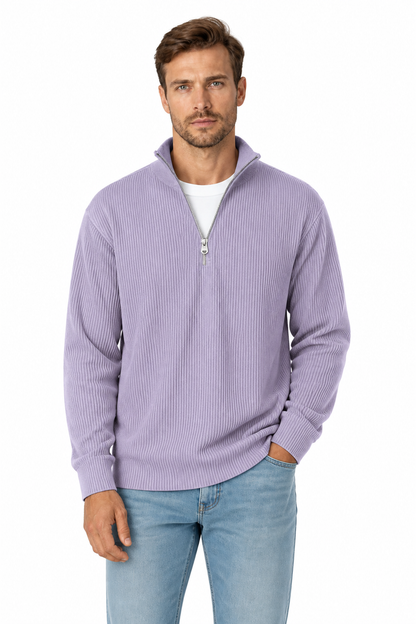 Men's Sweatshirt Corduroy Texture Quarter Zip | Glitz & Fashion