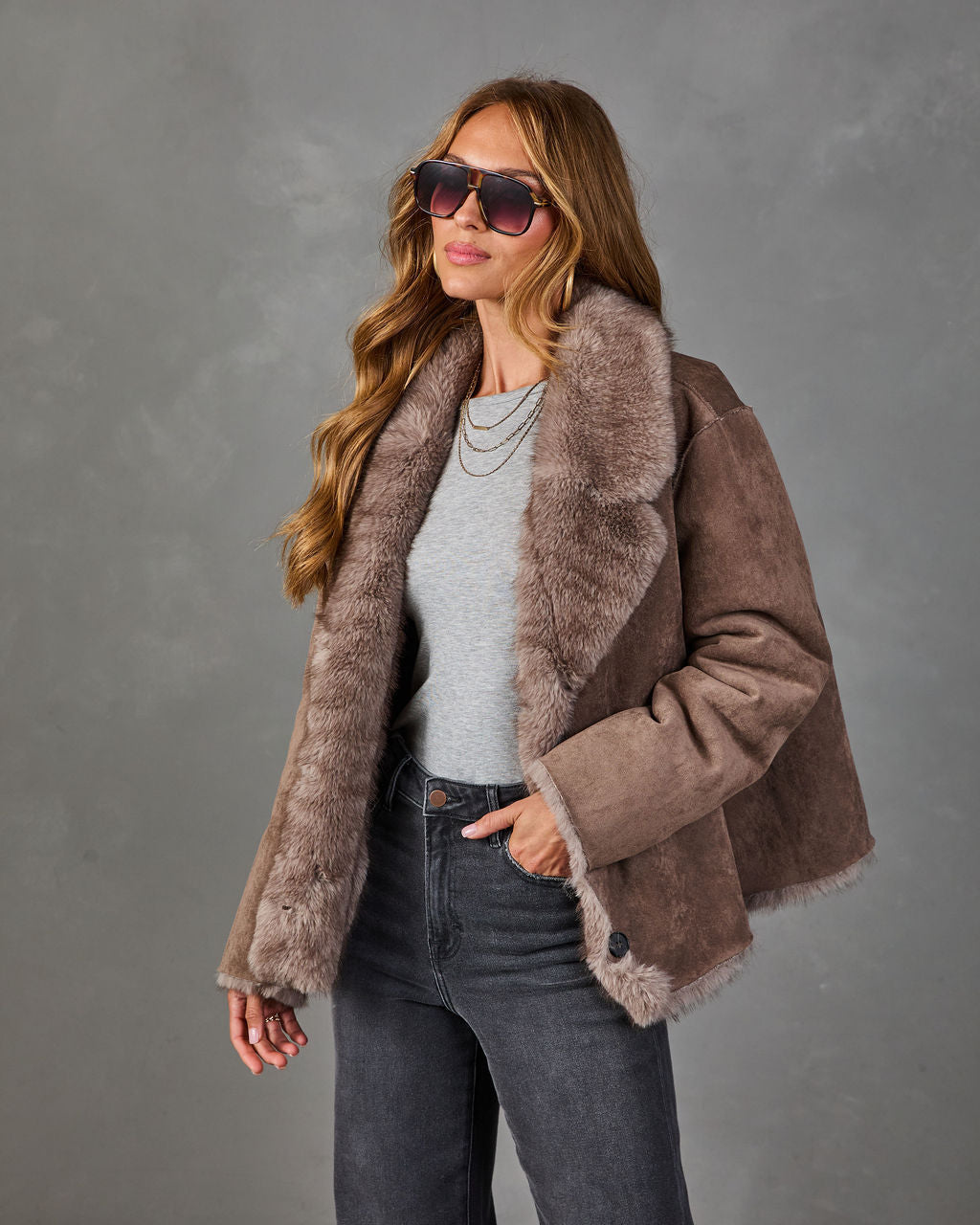 Downtown Dream Faux Fur Suede Reversible Jacket