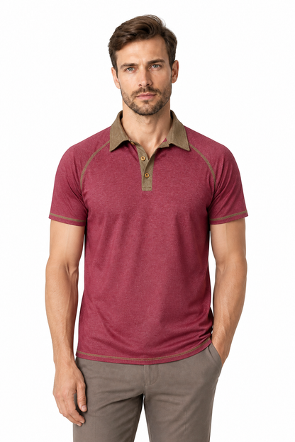 Men's Polo Shirt Contrast Stitching Short Sleeves | Glitz & Fashion