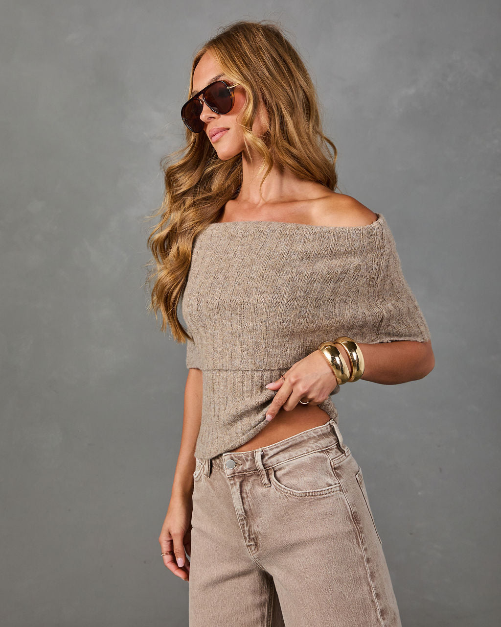 Snug Embrace Knit Off the Shoulder Sweater
