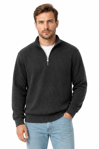 Men's Sweatshirt Corduroy Texture Quarter Zip | Glitz & Fashion