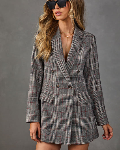 Goal Chaser Pocketed Plaid Blazer