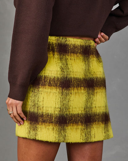 Miley Belted Brushed Plaid Mini Skirt