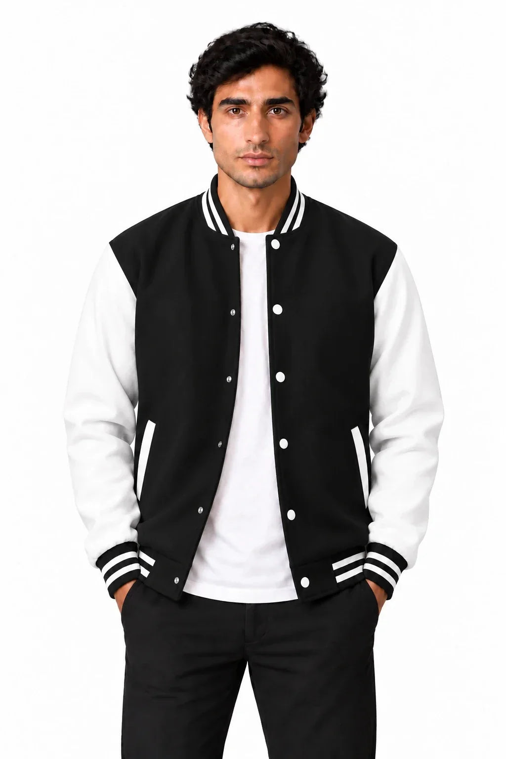 Men's Two-Tone Varsity Bomber Jacket | Glitz & Fashion
